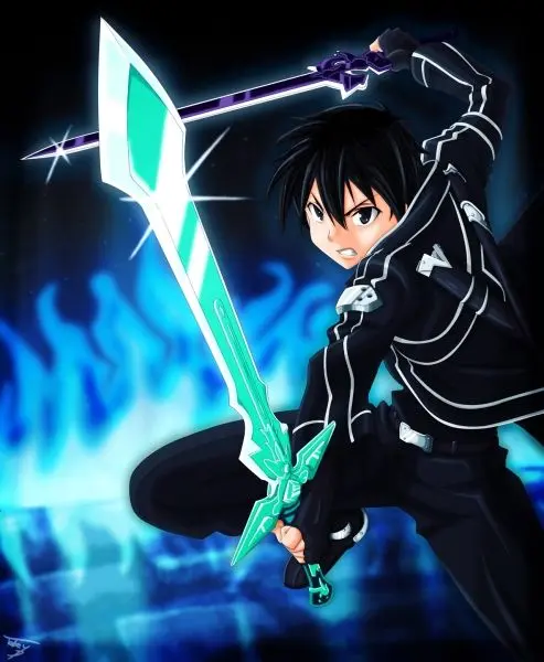 Hình ảnh anime Kirito đậm chất riêng, thể hiện phong thái anh hùng đích thực.