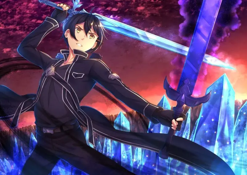 Ảnh anime Kirito với phong cách cực chất, thần thái mạnh mẽ chinh phục mọi ánh nhìn.