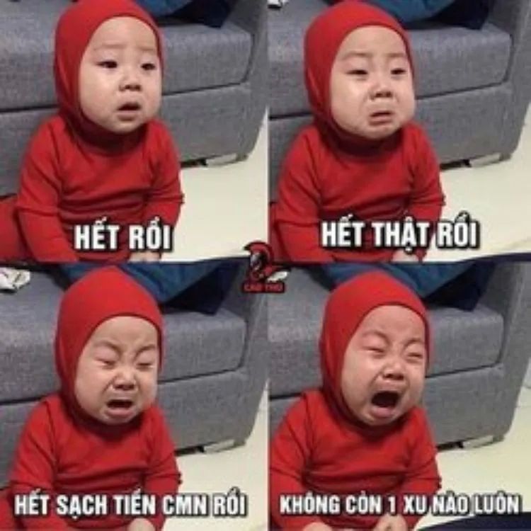 Meme hết tiền mà không có một xu nào