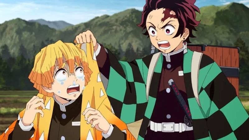 Bức ảnh Kimetsu Yaiba Chibi của Nezuko giữ một thanh tre vui nhộn