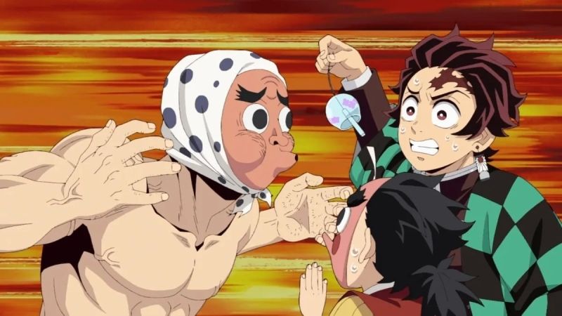 Bức ảnh Kimetsu Yaiba Chibi của Inosuke ngồi trên vách đá