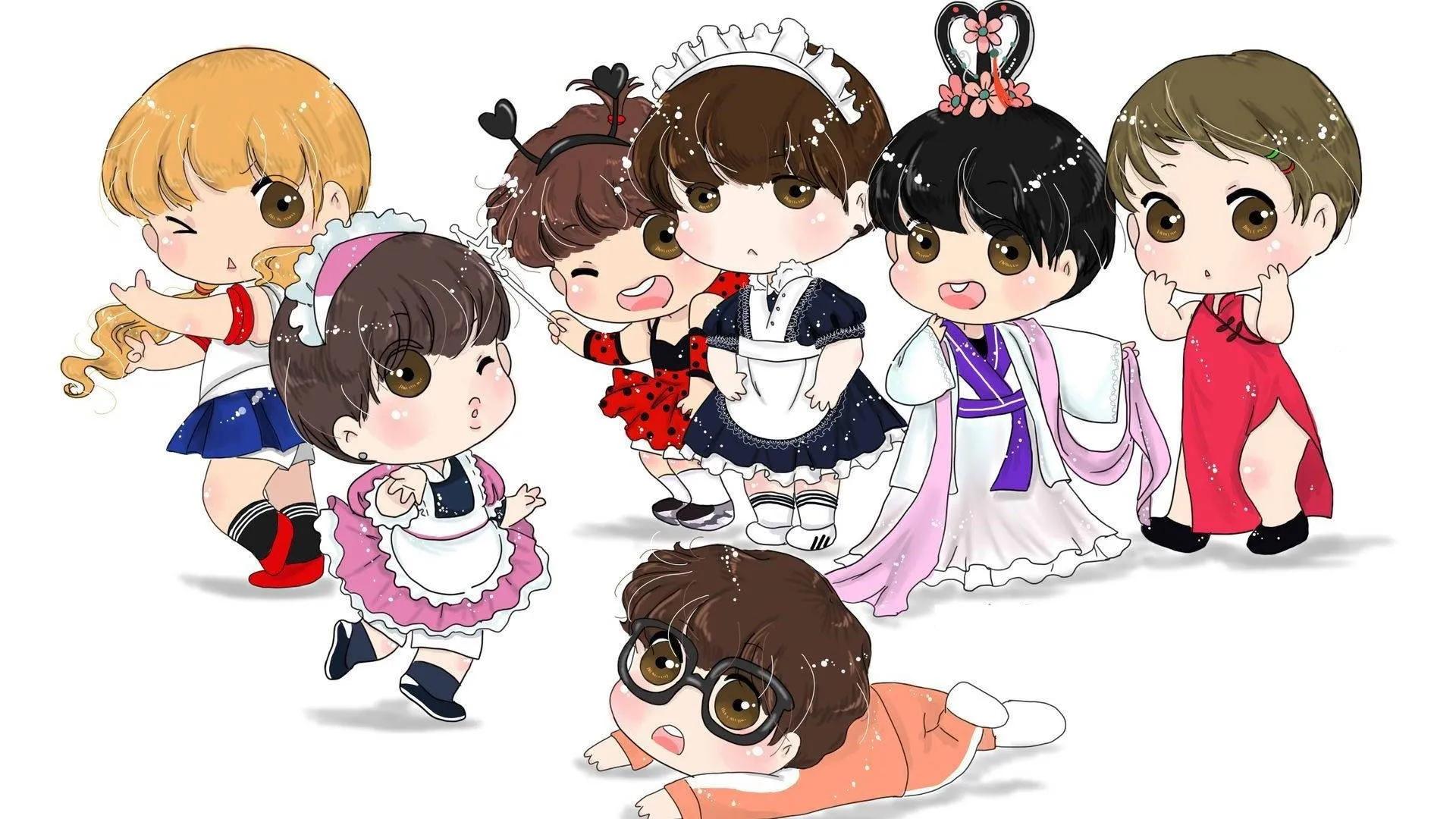 Bộ ảnh BTS Chibi của RM với các bản vẽ tinh tế.