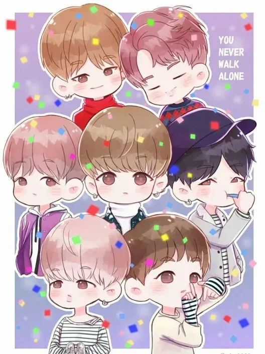 BTS Chibi Photo trong cảnh biểu diễn cực kỳ sáng tạo.