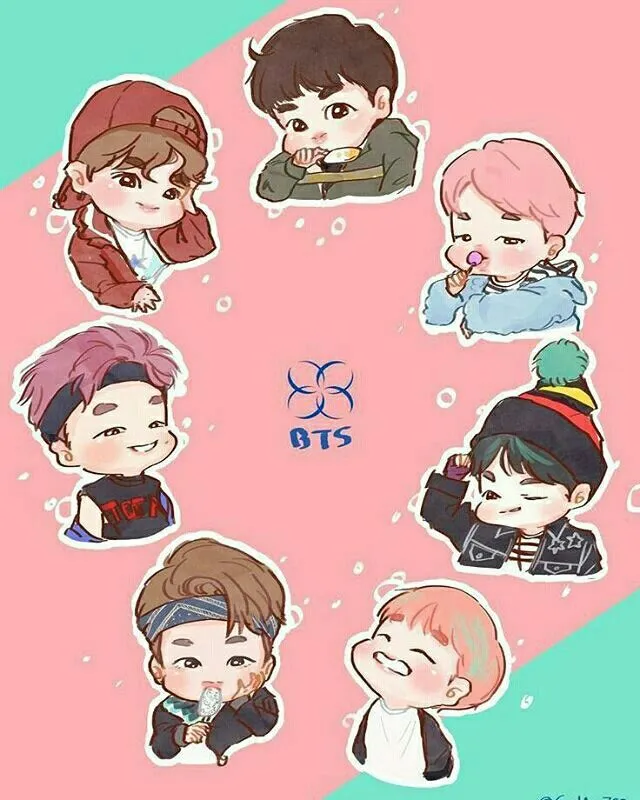 Lưu hình ảnh của BTS Chibi với phong cách dễ thương nhưng không ít mát mẻ.