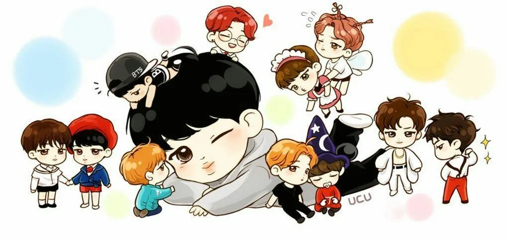 Bức ảnh BTS Chibi của J-Hope với nụ cười rạng rỡ.