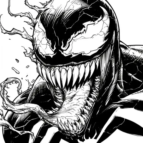 Learn how to color the character Venom - an interesting experience for children.