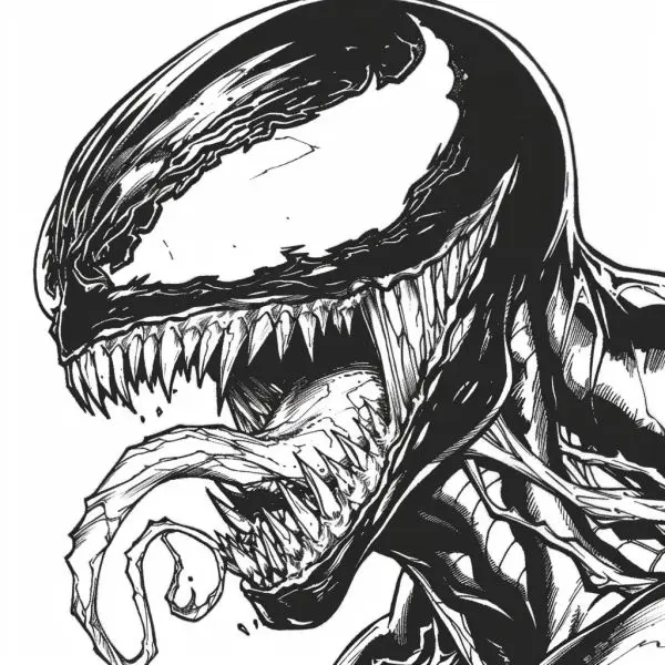 Venom stands out in exclusive coloring paintings for creative babies.