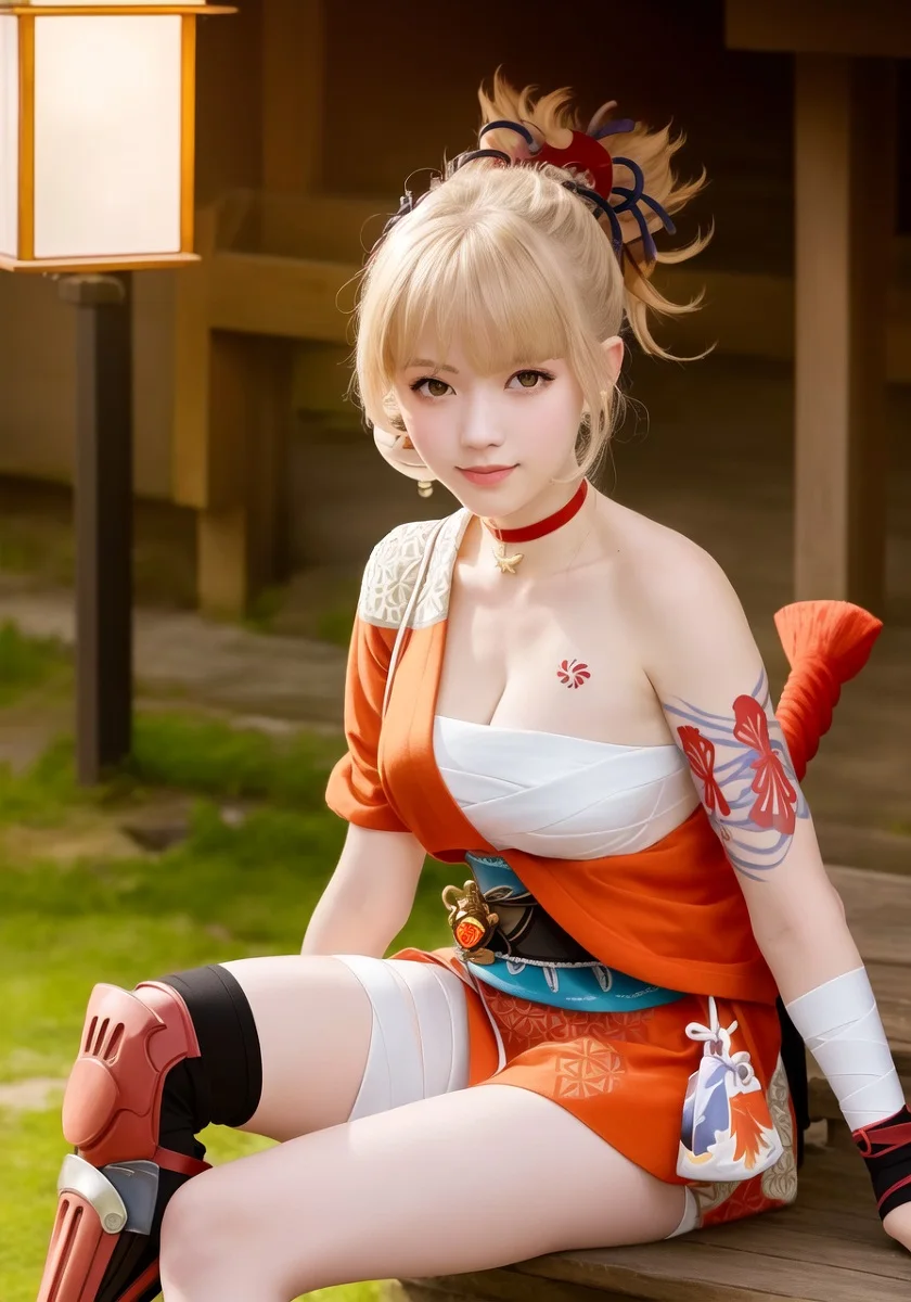 Ảnh của một cô gái cosplay giúp người hầu gái tạo ra một ấn tượng dễ thương.