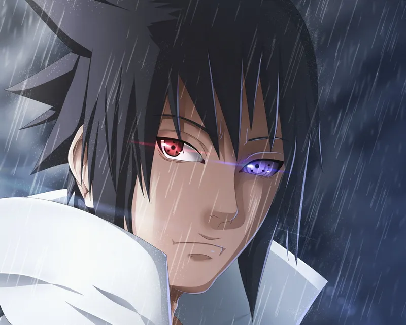 Hình ảnh của Sasuke Uchiha nổi bật với phong cách lạnh lùng