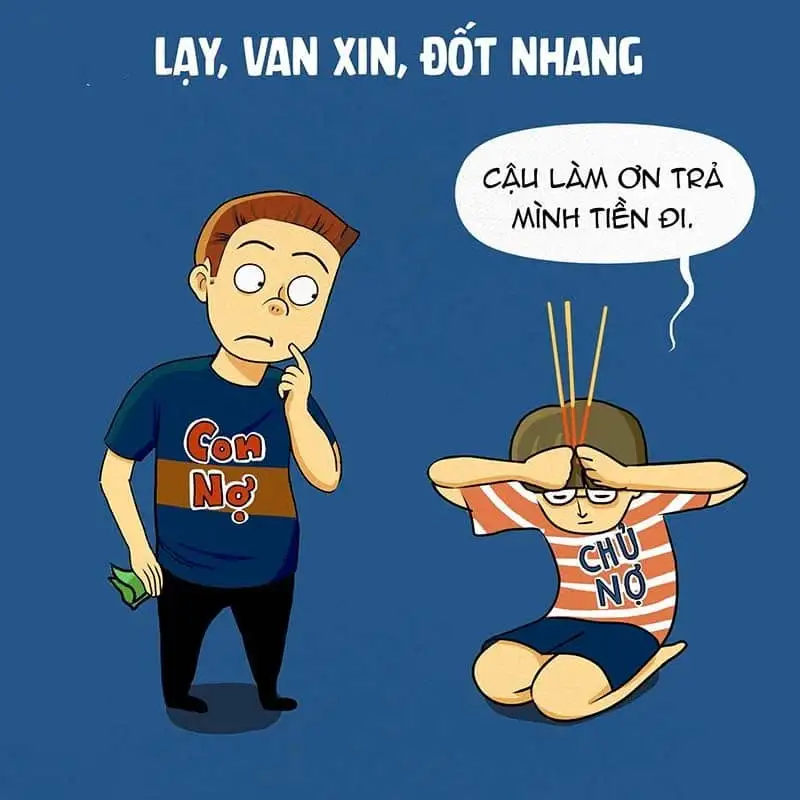 Meme cúi đầu trước một khuôn mặt hài hước