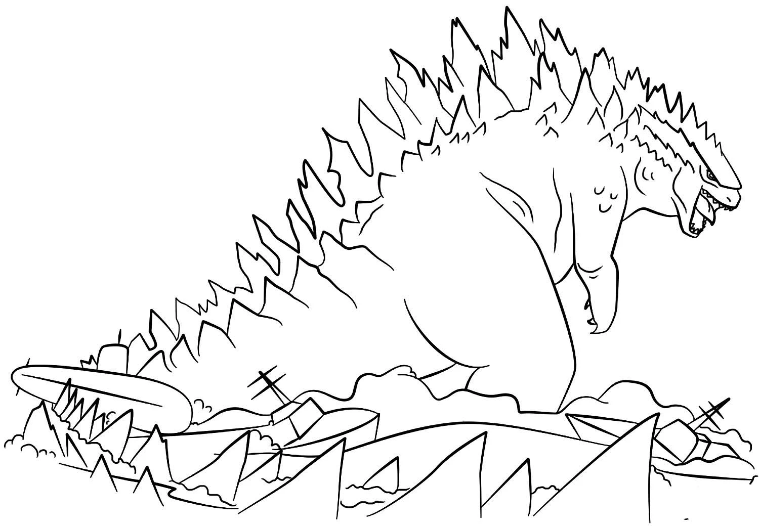 Discover strong Godzilla coloring paintings, baby will love at first sight.