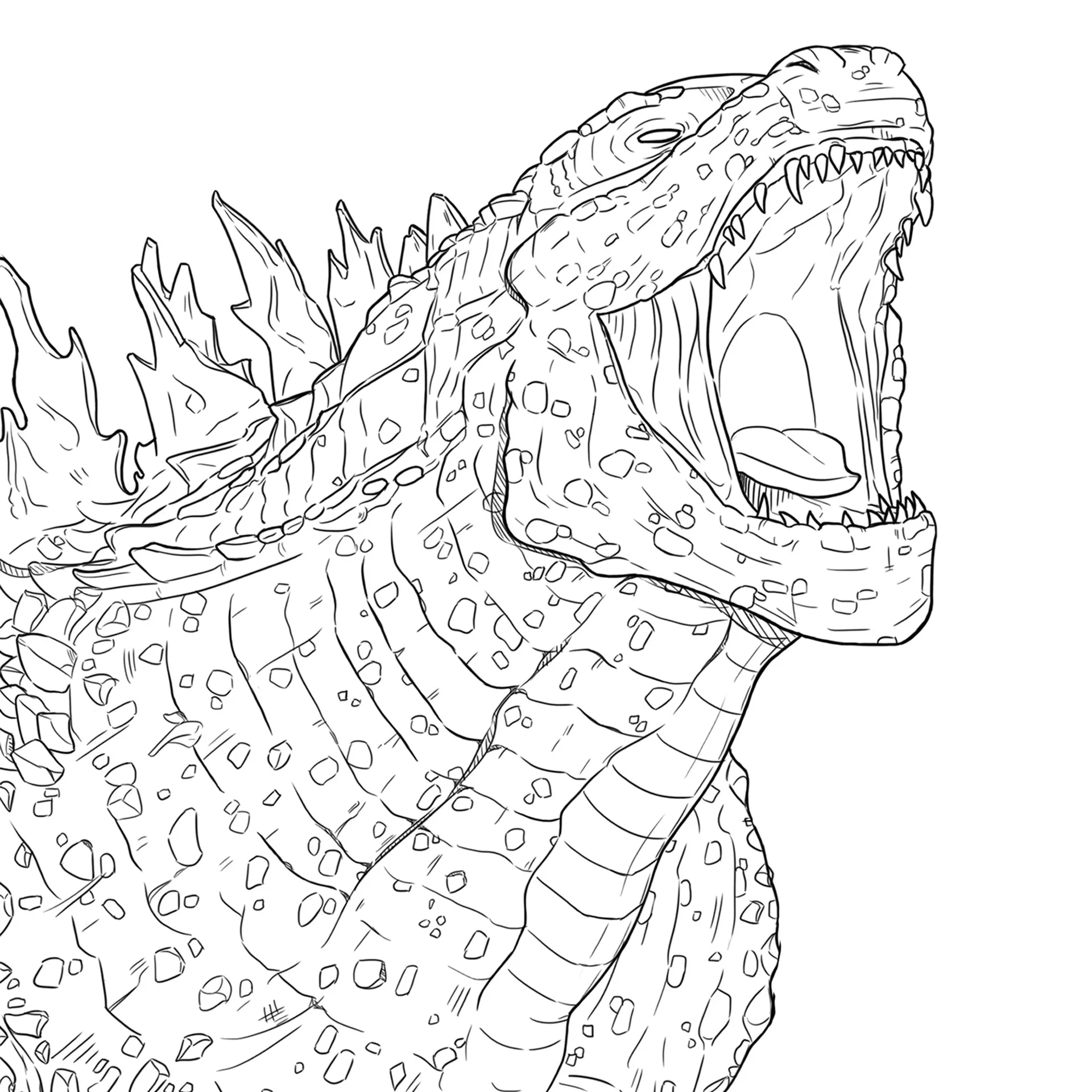 Download the free Godzilla color painting, baby will unleash creativity.