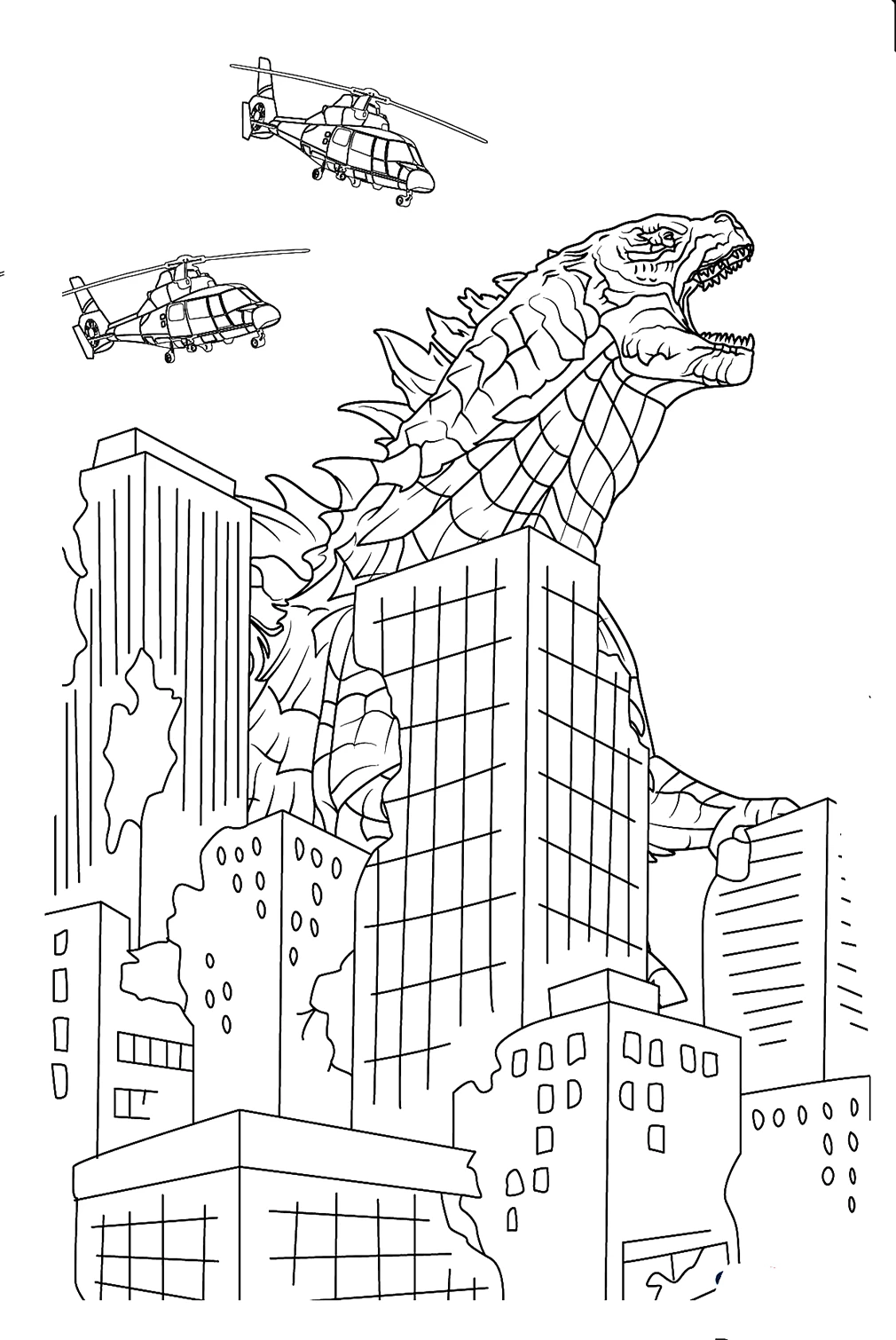 Explore the powerful Godzilla coloring painting, helping him to love art.