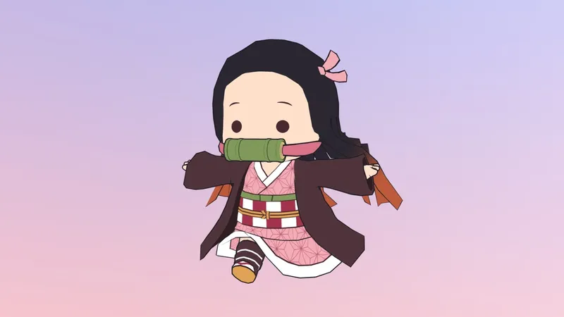 Hình ảnh Nezuko Chibi dễ thương đang mỉm cười ngọt ngào.