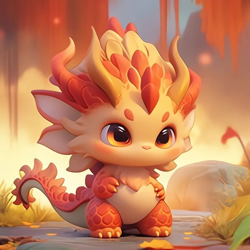 Hình ảnh của Chibi Dragon đang thổi lửa, nhưng vẫn vô cùng đáng yêu.