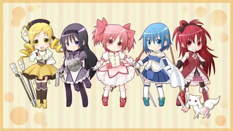 Chibi Anime Group 5 Phụ nữ ngồi trên cỏ