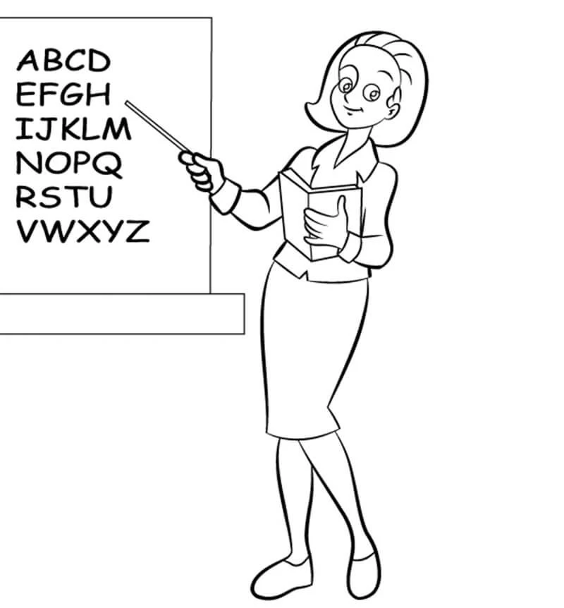 Download the cute teacher to color the teacher, helping him to love teaching more.