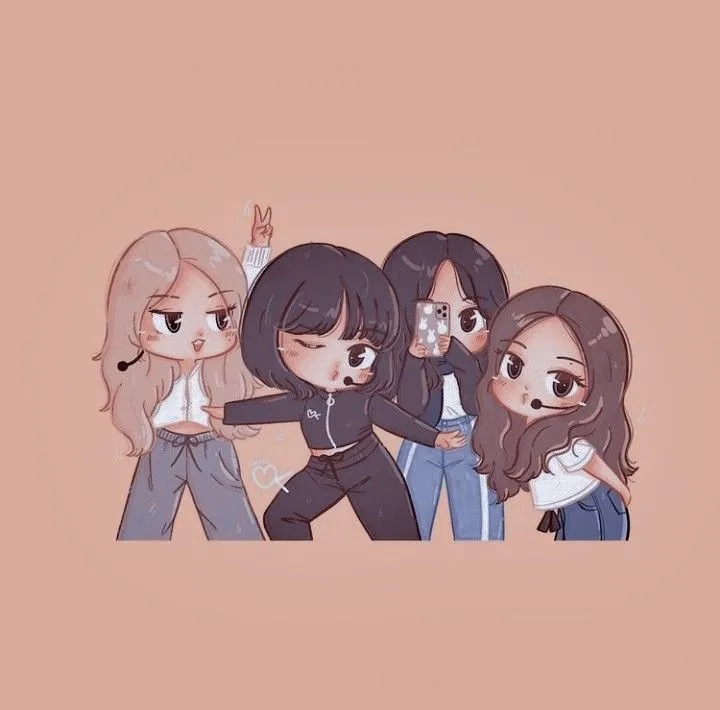 Ảnh chibi Blackpink ngọt ngào và dễ thương trong từng chi tiết.