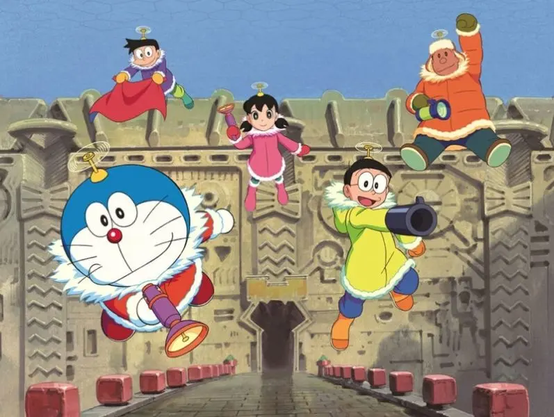 Doraemon mỉm cười như một hình nền máy tính xách tay