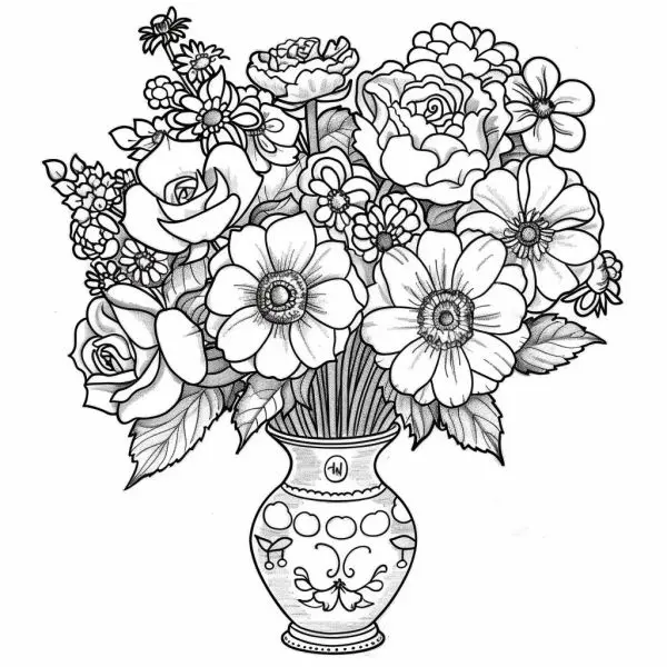 Coloring the vase - a good way for your baby to learn about beautiful flowers.