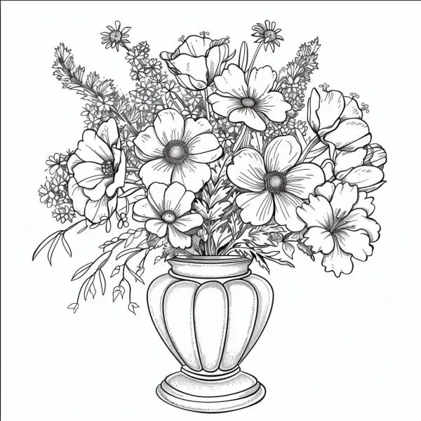 Coloring the flowerpot - Baby learning and playing with delicate floral motifs.