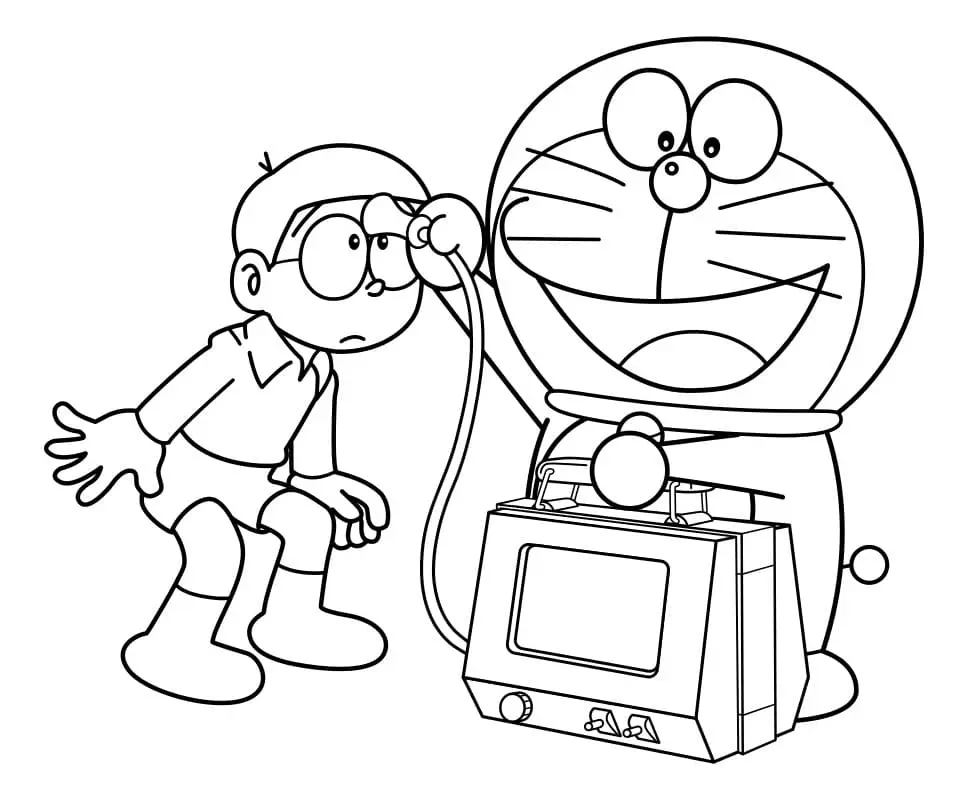 Coloring Nobita - Useful activity helps children develop painting skills.