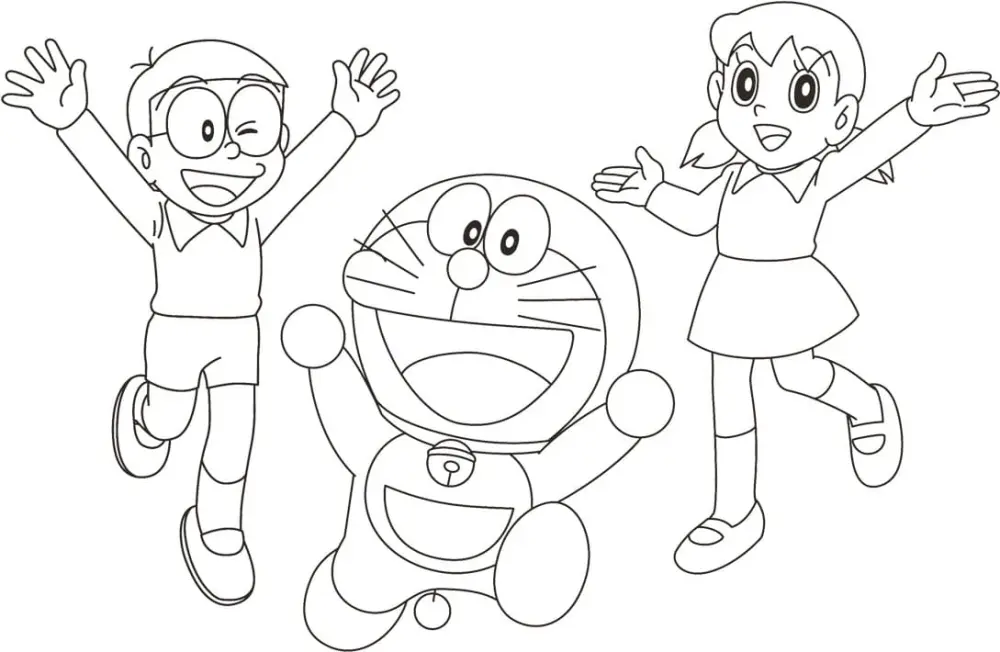 Lovely Nobita coloring paintings, helping children love the Doraemon series.