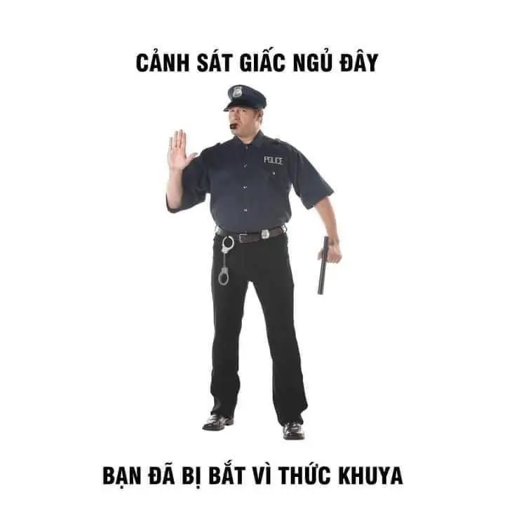 Cảnh sát ngủ vui nhộn meme 