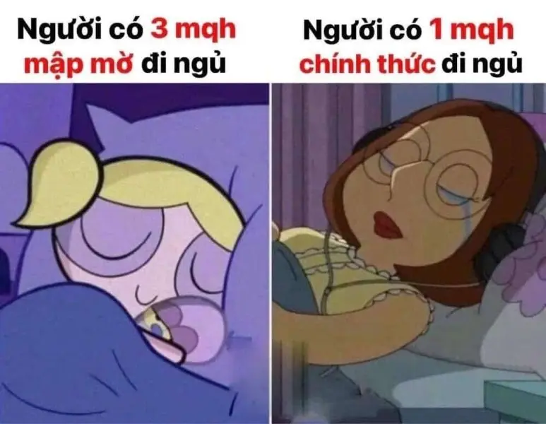 Meme đi ngủ trong hoạt hình hài hước và độc đáo