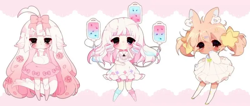 Chibi bức ảnh dễ thương rất dễ vẽ với nụ cười dễ thương