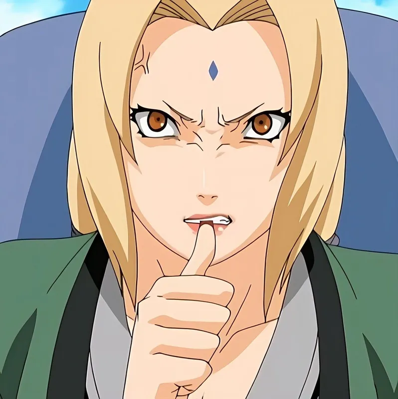 Tsunade trong bức tranh luôn thể hiện sự tự tin và sức mạnh