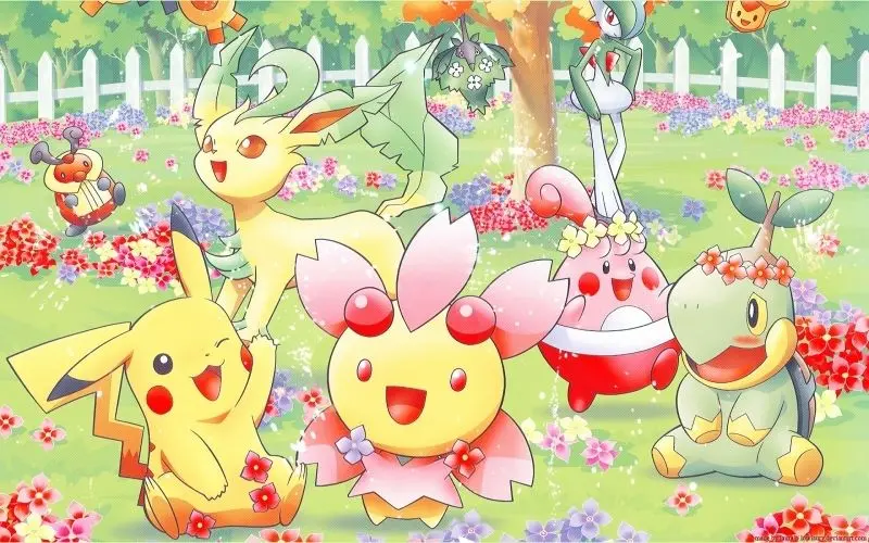 Chibi Pokemon bức ảnh dễ thương trong khung cảnh của lễ hội hoa