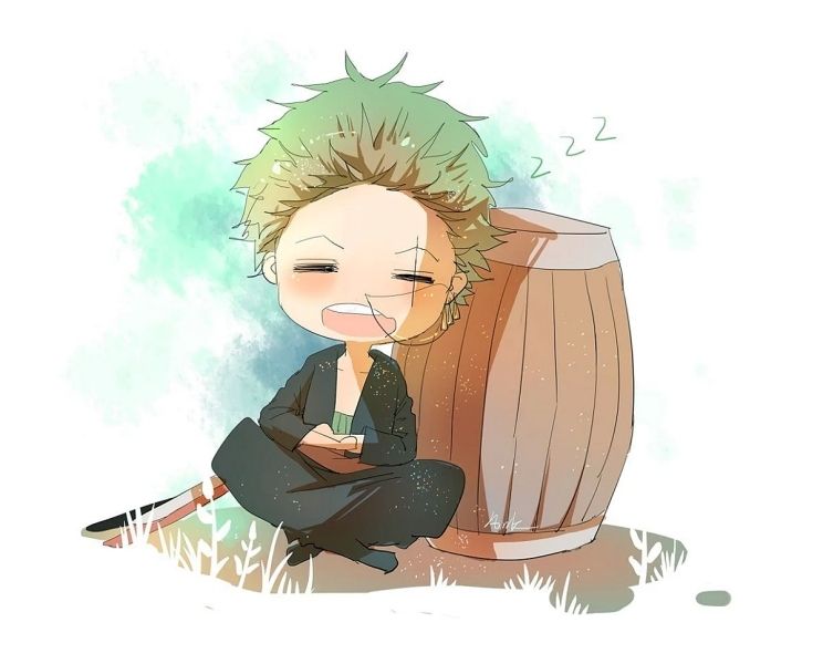 Ảnh của Zoro Chibi trong cảnh hoàng hôn