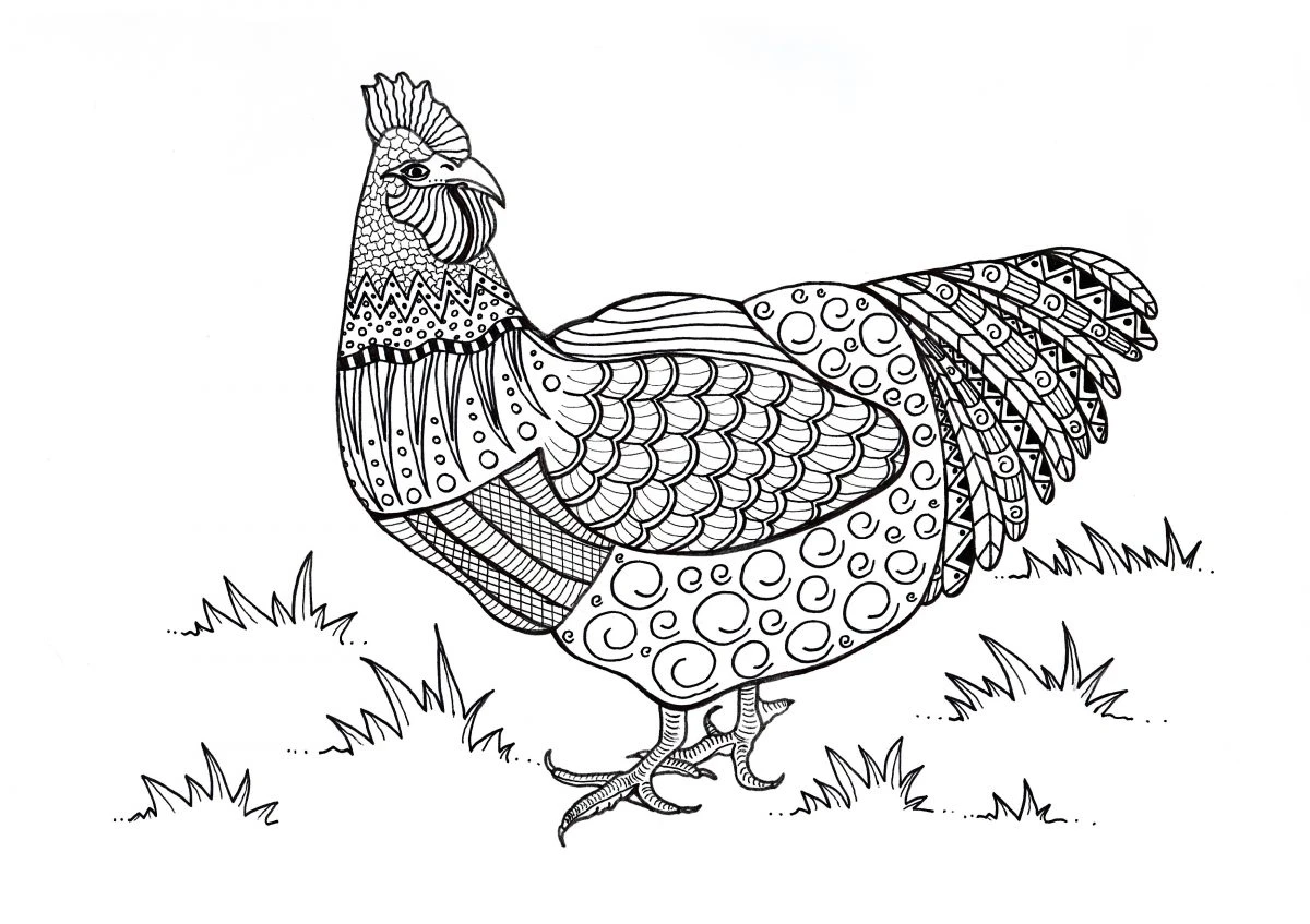 Together with the baby coloring the chicken, explore the colorful animal world.