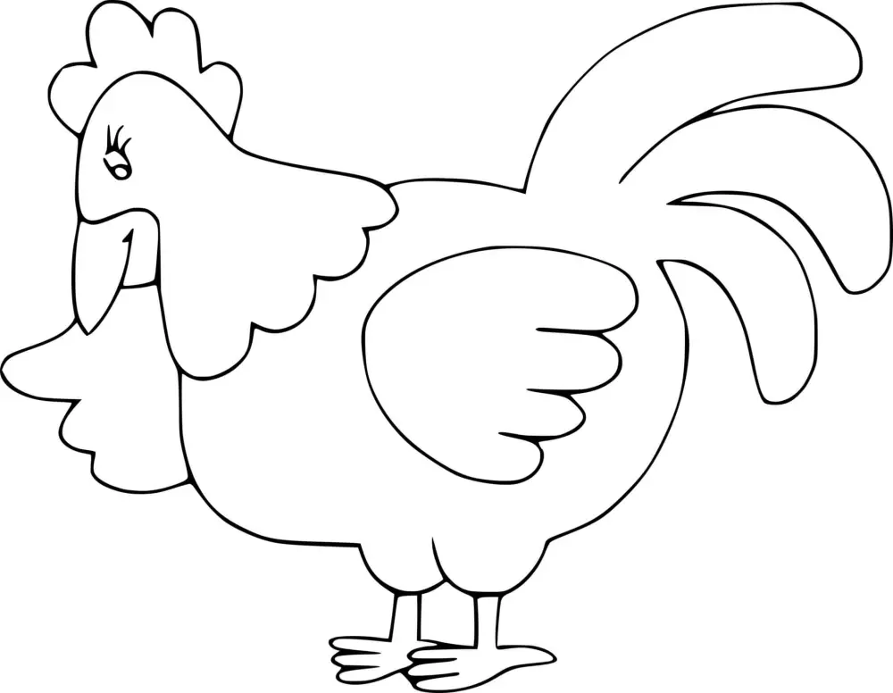 Download the funny chicken coloring, help your child learn more about the farm.