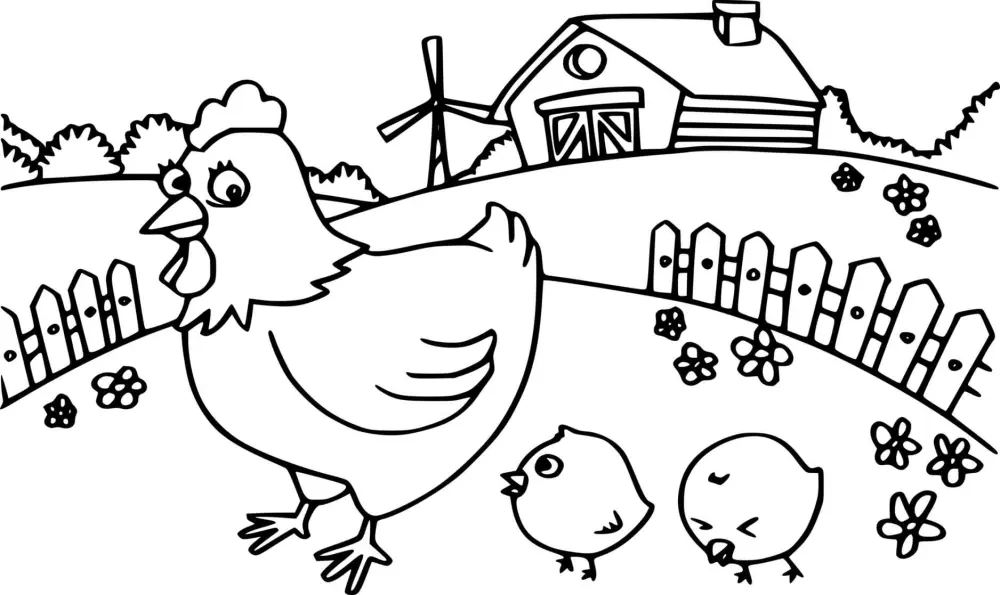 Coloring chicken - Children learn to color through every small detail.